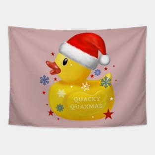 Funny xmas rubber duck with knife Tapestry