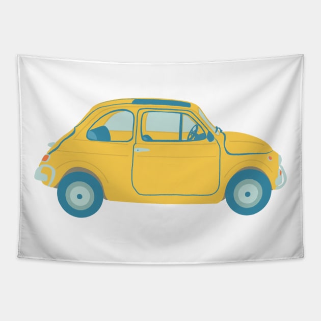 Yellow Italian car Tapestry by Valeria Frustaci 