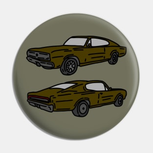 double vintage retro muscle cars Pin