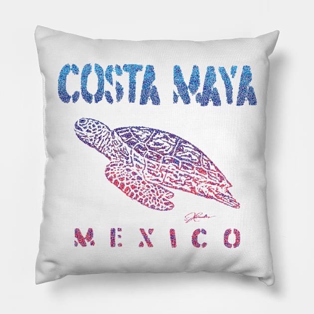 Costa Maya, Mexico, Gliding Sea Turtle Pillow by jcombs