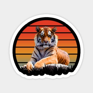 Tiger Triumph: Regal Feline Dominates Artistic Portrait on Tee Magnet