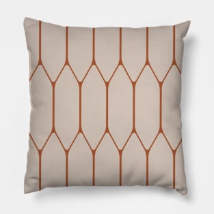 Long Honeycomb Minimalist Geometric Pattern in Putty and Rust Clay Terracotta Pillow