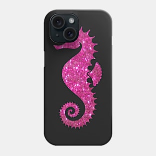 Hot Pink Faux Glitter Seahorse Phone Case