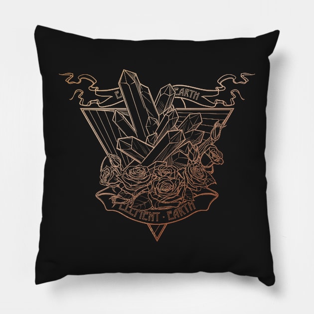 Element of earth with ribbon BW Pillow by AntonVTokarev