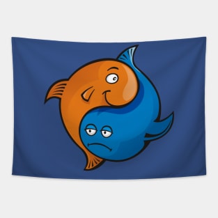 Yin Yang Fish Cartoon Tapestry