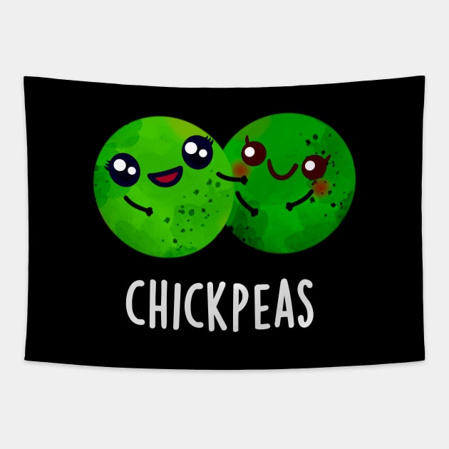 Chick Peas Funny Girl Pea Pun Tapestry by punnybone