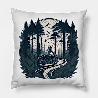 Cafe Racer Ride In Woods Pillow