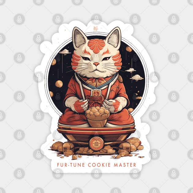 Fortune Cookie Master Asian Cat Magnet by origato