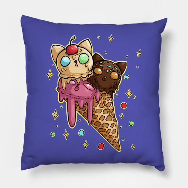 Ice Cream Kitties Pillow by Khelekmir