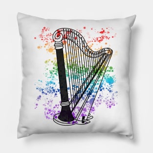 Harp Rainbow Colours Harpist String Musician Pillow