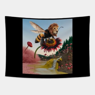 AI generated lion bee on daisy Tapestry