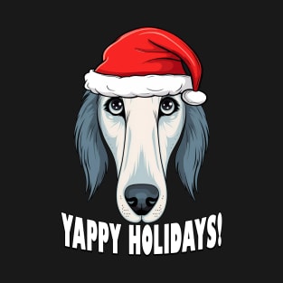 Borzoi Christmas Gift Yappy Holidays Santa Dog T-Shirt