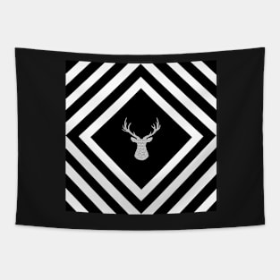 Abstract geometric pattern - Deer - black, gray and white. Tapestry