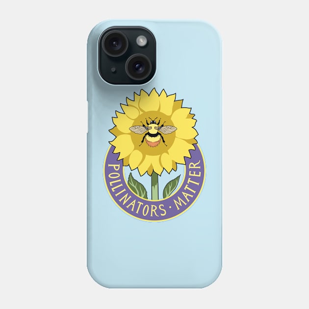 Pollinators Matter Sunflower Phone Case by AnimalWhimsy