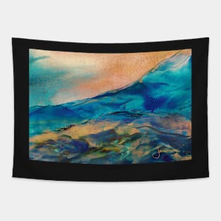 Blue Velvet Sunset Abstract Mountainscape Tapestry