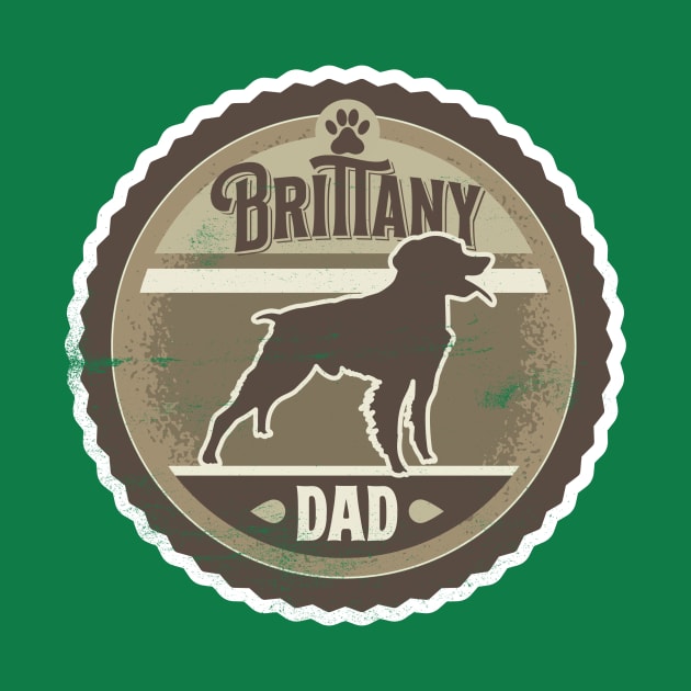 Brittany Dad - Distressed Brittany Spaniel Silhouette Design by DoggyStyles