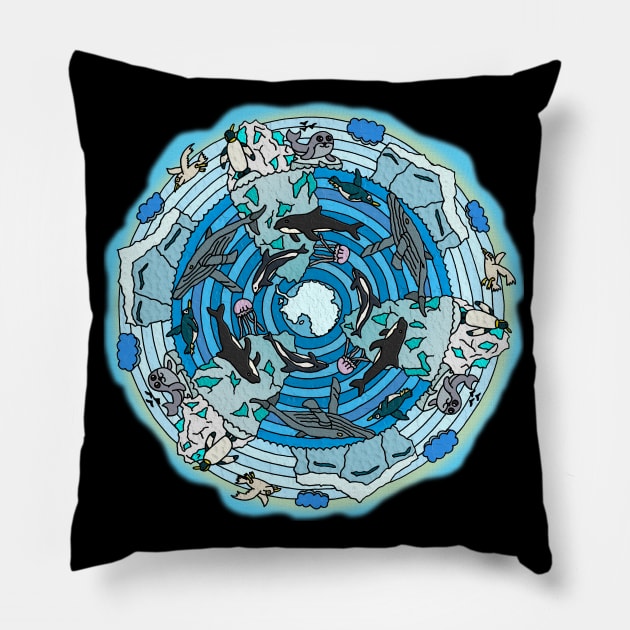 Antarctica Themed Mandala Pillow by gorff