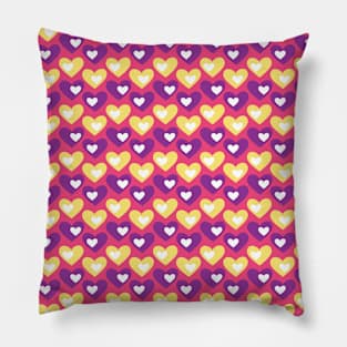 Purple and Yellow Hearts Repeated Pattern 067#001 Pillow