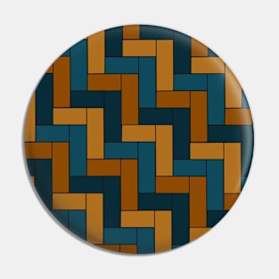 Blue and Tan Coloured Geometric Pattern Pin