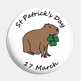 St Patricks Day 17 March Capybara Shamrock Pin