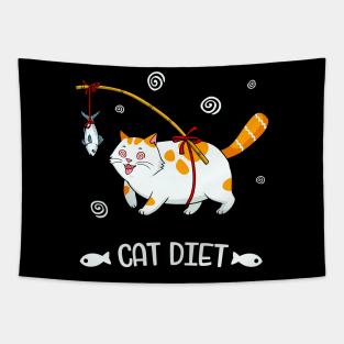 Fat Cat Diet Funny Feline Lover Tapestry