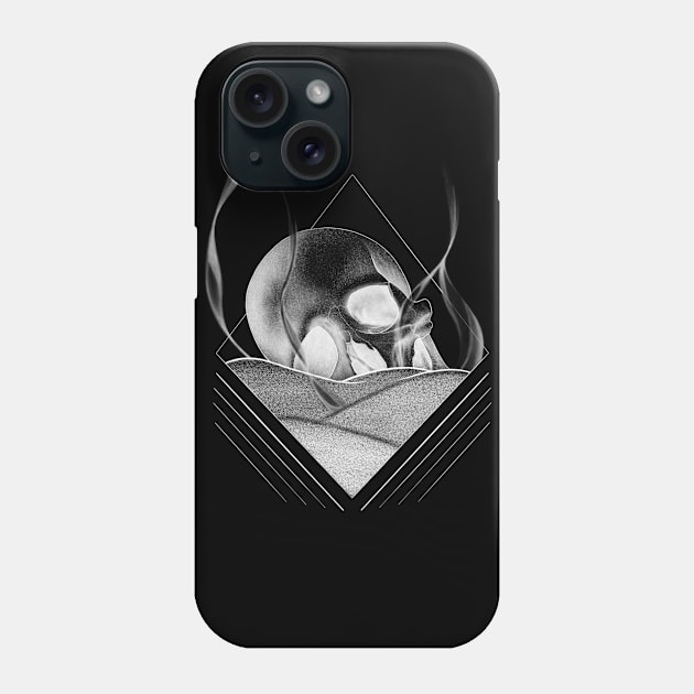 Human Skull Buried in a Bed of Sand with Geometrical Lines Phone Case by Tred85