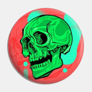 Green Neon Skull Pin