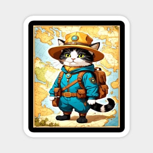 Cat Adventurer, Cute Design With Animals Magnet