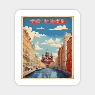 Saint Petersburg Vintage Tourism Poster Magnet