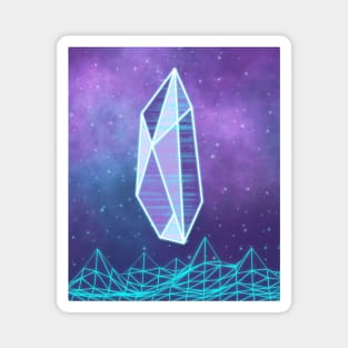 Neon Synthwave Crystal Wireframe Vaporwave Geometric Gem Magnet