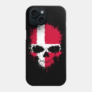 Chaotic Danish Flag Splatter Skull Phone Case