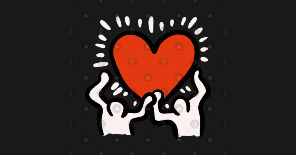 keith haring two figures with heart