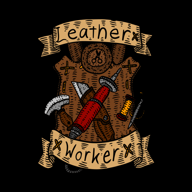 leather working, leather crafting. hand drawn. by JJadx