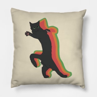 Vintage Meme Cat Black Pillow