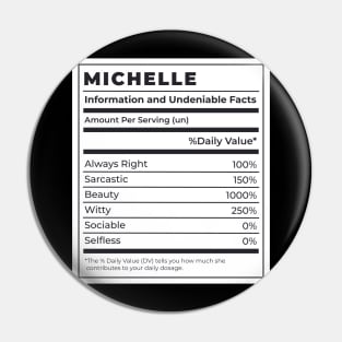 Funny Food Label Female Ingredients MICHELLE Pin