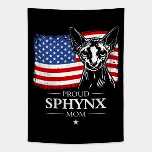 Proud Sphynx Mom American Flag patriotic cat Tapestry