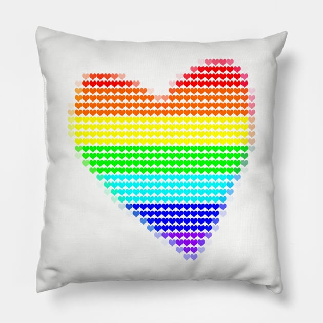 Bright Rainbow Heart Filled with Hearts Valentines Day Pillow by ellenhenryart