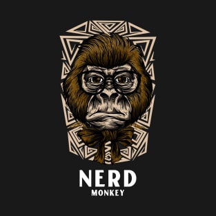 Nerd Monkey Nerdy Jungle Design T-Shirt