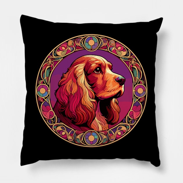 Cocker Spaniel Dog  - Art Nouveau Inspired Design Pillow by RCDBerlin