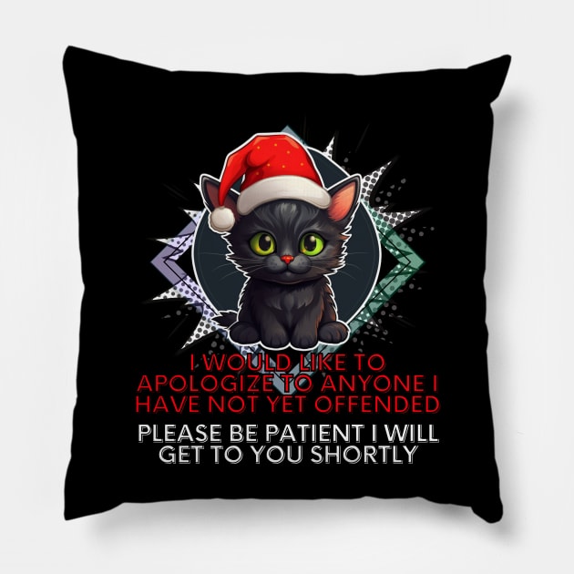 Funny Christmas Sarcastic Quote Cat Pillow by MaystarUniverse