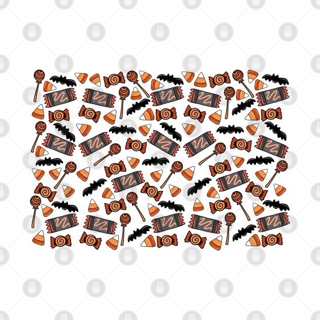 Orange and Black Spooky Halloween Candy Pattern, made by EndlessEmporium by EndlessEmporium