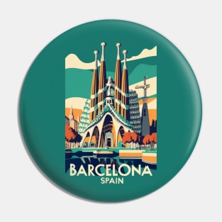 A Vintage Travel Art of Barcelona - Spain Pin
