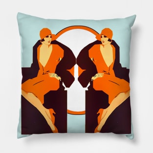 Girl in a hat sitting cross-legged Pillow