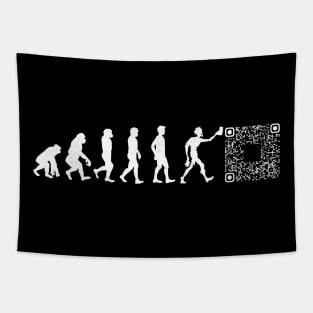 Human Evolution Ape To QR Code Tapestry