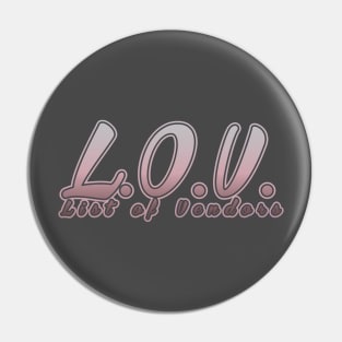 L.O.V. List of Vendors meme Pin