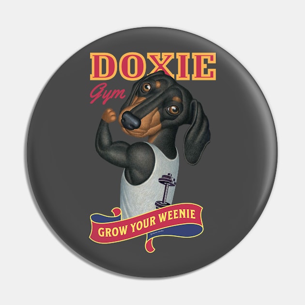 Dachshund going to Doxie Gym to grow your weenie with red trim Pin by Danny Gordon Art