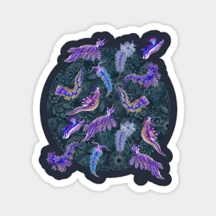 Ernst Haeckel Purple Hued Nudibranch  on Cerulean  Sea Squirts Magnet