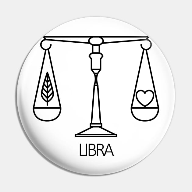 Libra Zodiac Sign - Black Pin by SimpleWorksSK