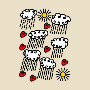 Rain Clouds, Suns and Hearts T-Shirt