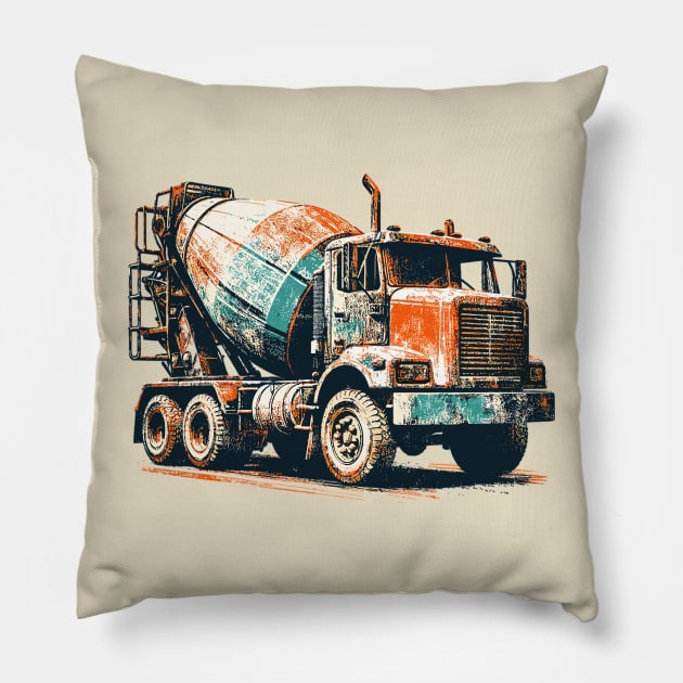 Concrete Mixer Truck Pillow by Vehicles-Art